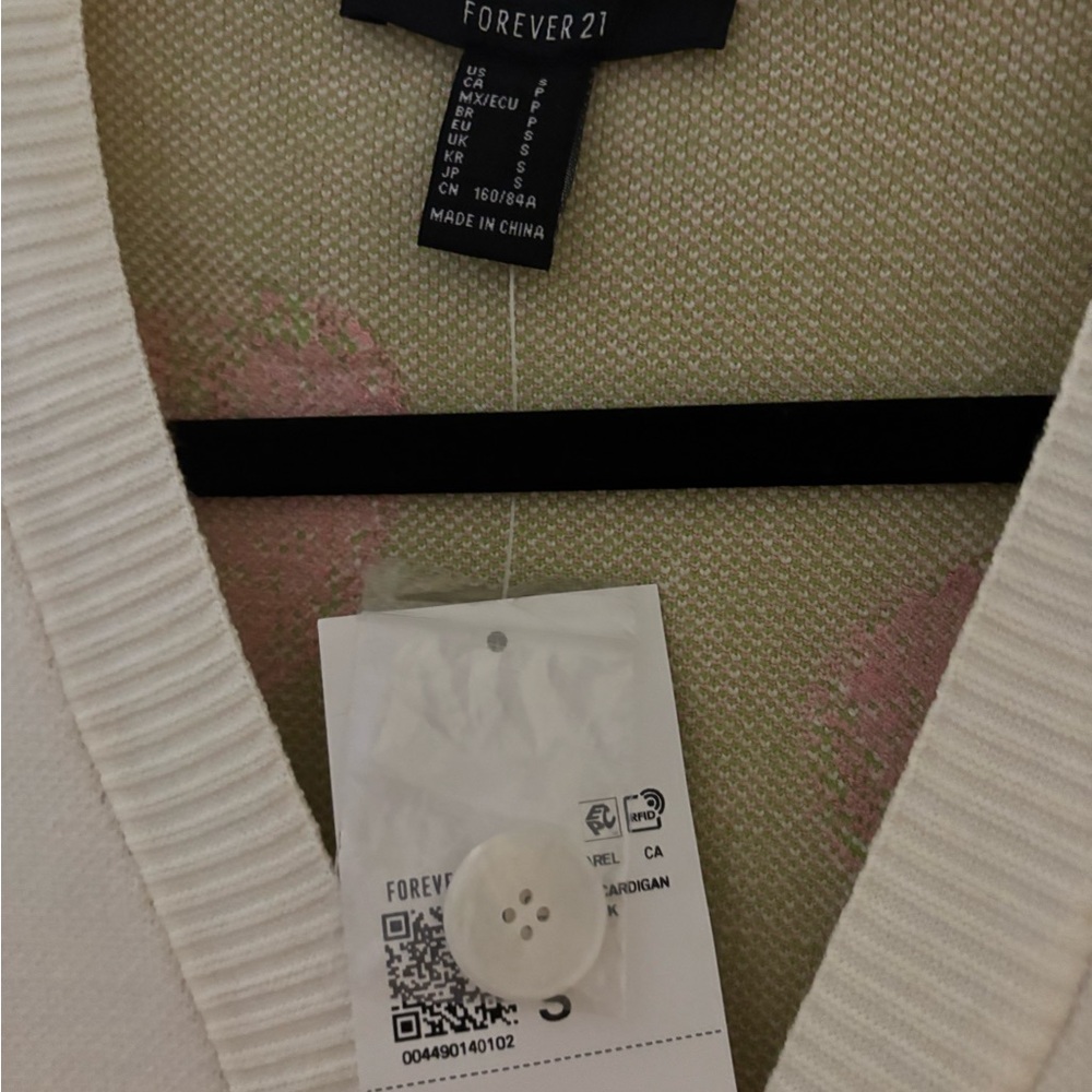 Forever 21 White Cardigan with Pink Strawberry Pattern - Picture 2 of 2